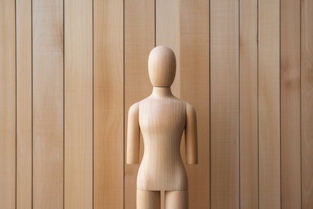 Figure wooden to model human on a wooden background.の素材