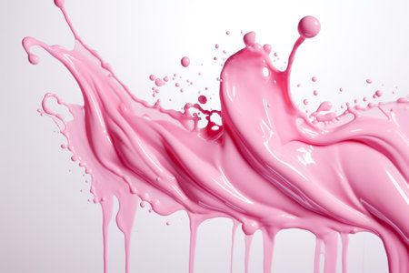 Texture of pink strawberry frosting on a white background. Creamy texture.の素材