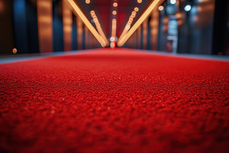 red carpet close up at film festival leads to stage.の素材