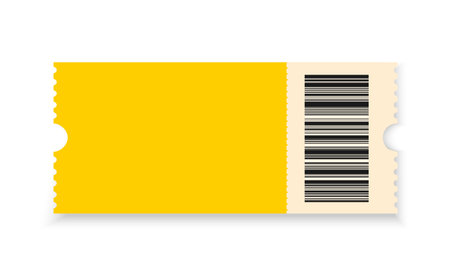 Simple vector template design of coupon or ticket for invitation, event, music festival, film festival, show, performance, background template. Yellow ticket without inscriptions.のイラスト素材
