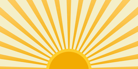 Yellow background with sun rays. Bright horizontal long background and advertising template.のイラスト素材