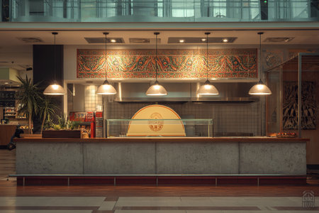 Food area in a shopping center. A snack while shopping.の素材