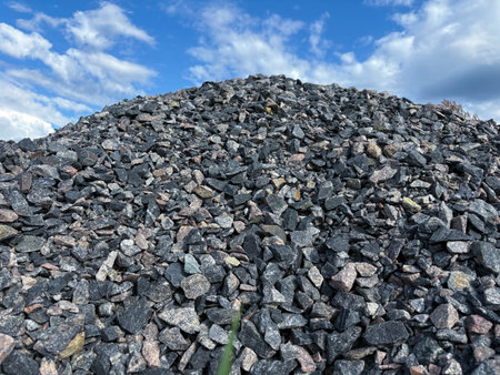 a large pile of coarse building stonesの写真素材