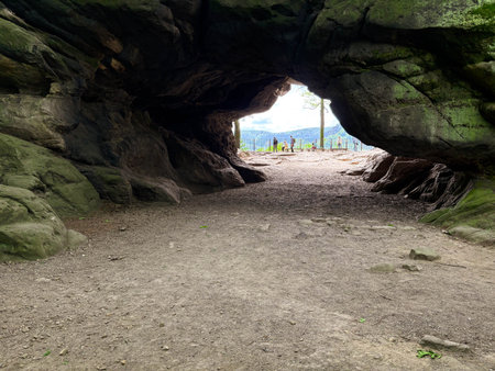 cave in the mountains. Saxon Switzerland National Parkの写真素材