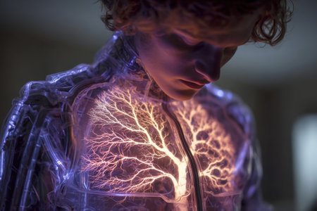 A cyberman with lungs that glow under X-raysの素材