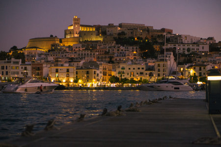 Panorama of Ibiza at sunset, Spain