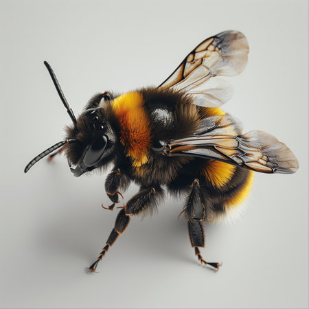 Bumblebee isolated on a white background. 3d render.の素材