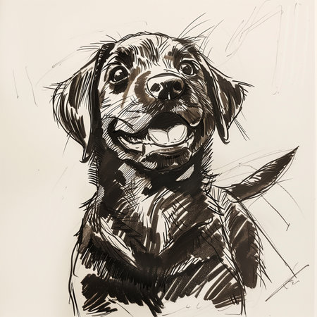 Portrait of a labrador retriever dog. Hand-drawn illustration.の素材