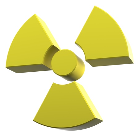 radioactivity logo made of yellow coated materialの写真素材