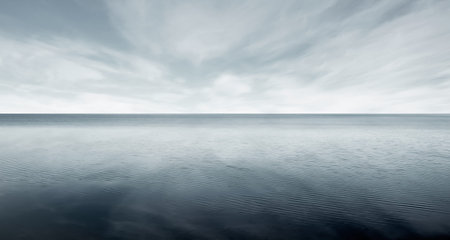 Beautiful sea level with fantasy dark sky for composite backgrounds