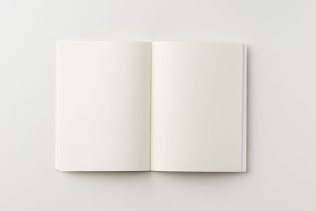 Business concept - Top view of blank notebook on white background desk for mockup