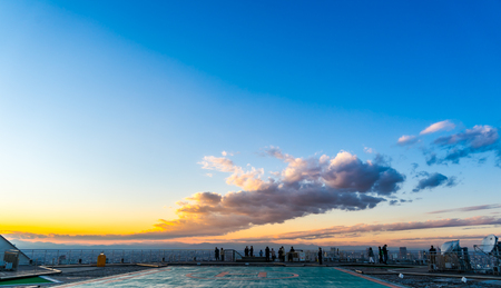 Tokyo, Japan - Dec 6, 2017: Helipad on roof of the Mori building at Roppongi Hill, Tokyo, Japan.のeditorial素材