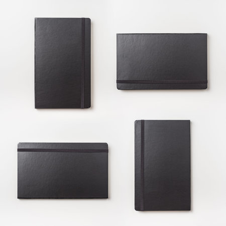 Business concept - Top view collection of black notebook on background for mockupの写真素材