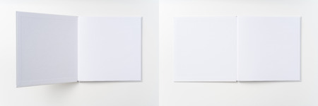 Design concept - view white hardcover notebook with open cover isolated on background for mockup.の写真素材