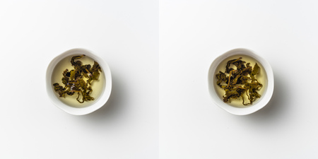 Asia culture and design concept - fresh taiwan oolong tea brewing processの写真素材