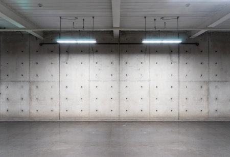 Design concept - Empty concrete floor with brick wall background for display or mockup