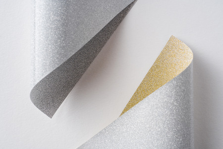 Design concept - silver and golden folded paper background for mockupの写真素材