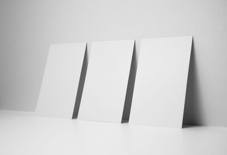 Design concept - perspective view of 3 vertical business card on white 3D space background for...