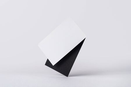 Black and white business card templates on white backgroundの写真素材