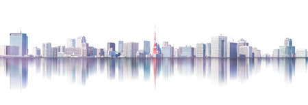 Asia Business concept for real estate and corporate construction - panoramic urban city skyline view with reflection for mock up in Tokyo, Japanの写真素材
