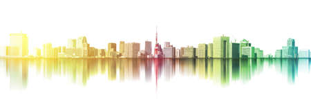 Asia Business concept for real estate and corporate construction - panoramic urban city skyline view with reflection for mock up in Tokyo, Japanの写真素材