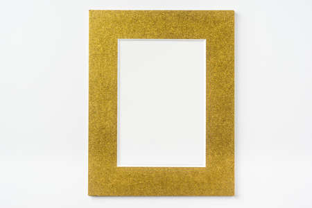 golden frame isolated on white backgroundの写真素材