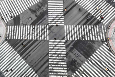 panoramic urban city aerial view with crosstown traffic in ginza, tokyo, Japanの写真素材