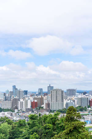 Asia business concept for real estate and corporate construction - panoramic modern city skyline aerial view of Sendai in Miyagi, Japanの写真素材