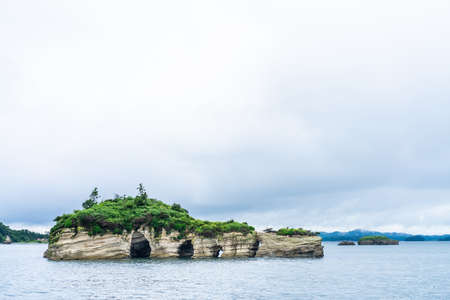 Asia travel concept - panoramic sea and blue sky and island view of Matsushima in Miyagi, Japanの写真素材