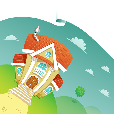 Beautiful house on a meadowのイラスト素材