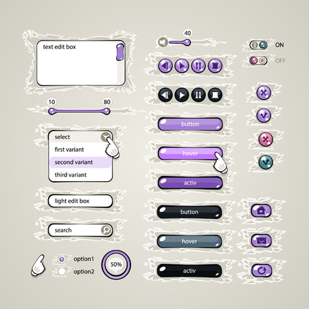 more than twenty elements for the web in purple tonesのイラスト素材
