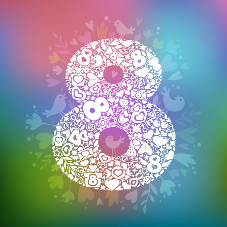 March 8 is composed of romantic shapesのイラスト素材