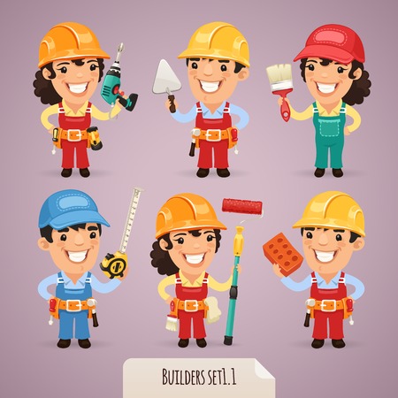 Builders Cartoon Characters のイラスト素材
