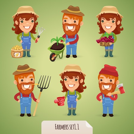 Farmers Cartoon Characters のイラスト素材