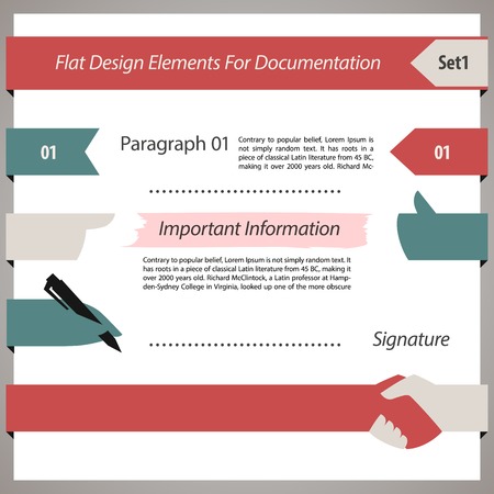 Flat Design Elements For Documentation Set.  each element is grouped separately. のイラスト素材