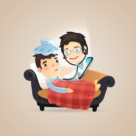 Doctors Online Diagnosis. each element is grouped separately. のイラスト素材