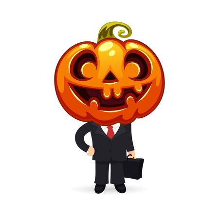 Businessman With Pumpkin on a Headのイラスト素材