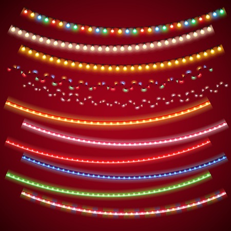 Christmas Electric Garlands Set for Celebratory Design. Used pattern brushes included.のイラスト素材