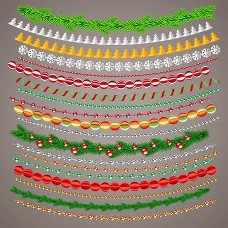 Handing Christmas Garlands Setのイラスト素材