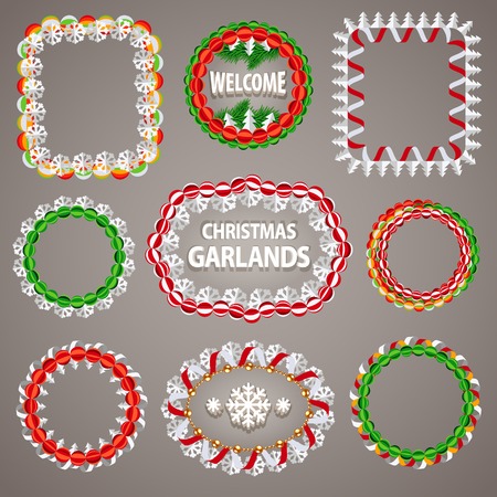 Christmas Paper Garlands Frames with a Copy Space Setのイラスト素材