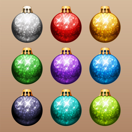 Set of Christmas Balls with Glitterのイラスト素材