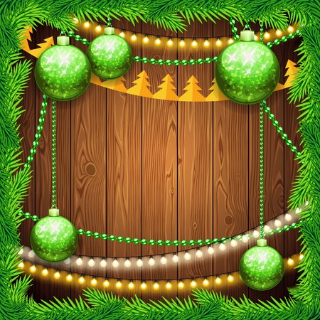 Christmas Background with Green Ballsのイラスト素材