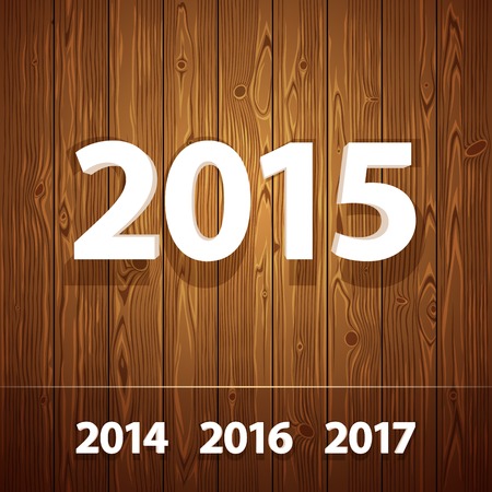 Simple 3D 2015  on Wooden Backgroundのイラスト素材