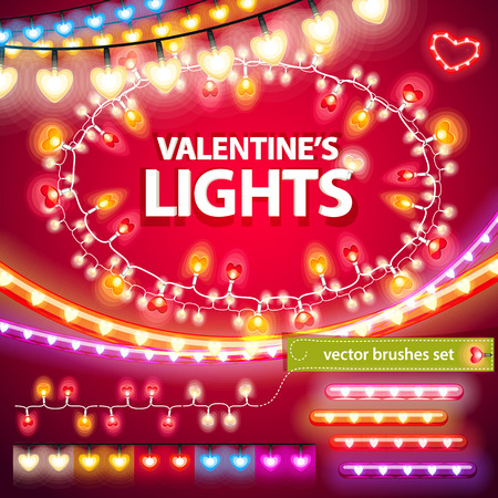 Valentines Lights Decorations Setのイラスト素材
