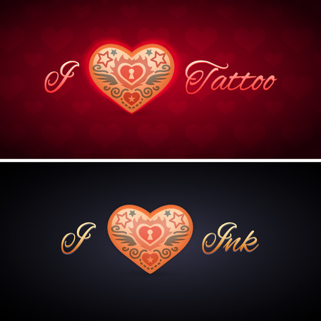 Simple I Love Ink Cardのイラスト素材