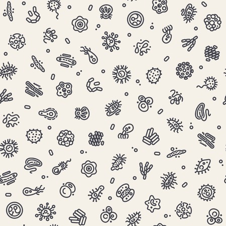 Light Seamless Pattern with Bacteria and Germsのイラスト素材