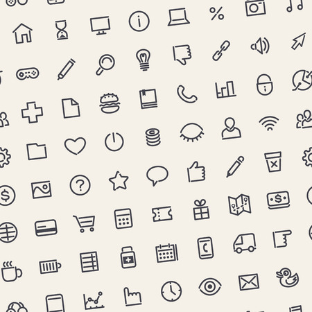 Light Tilted Seamless Pattern with Universal Web Icons. Editable pattern in swatches. Clipping paths included in additional jpg format.のイラスト素材