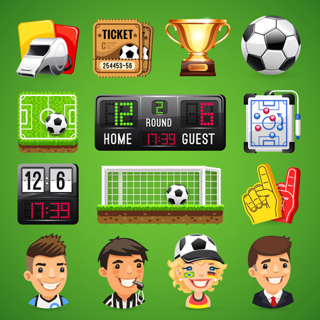Realistic Icons Set on the Theme of Soccerのイラスト素材
