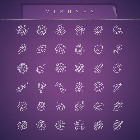 Viruses Thin Icons Setのイラスト素材