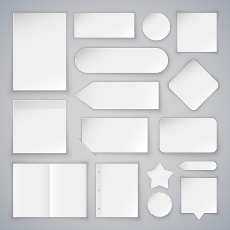 Set of White Paper Sheets Mock Ups and Banners. Clipping paths included in JPG file.のイラスト素材